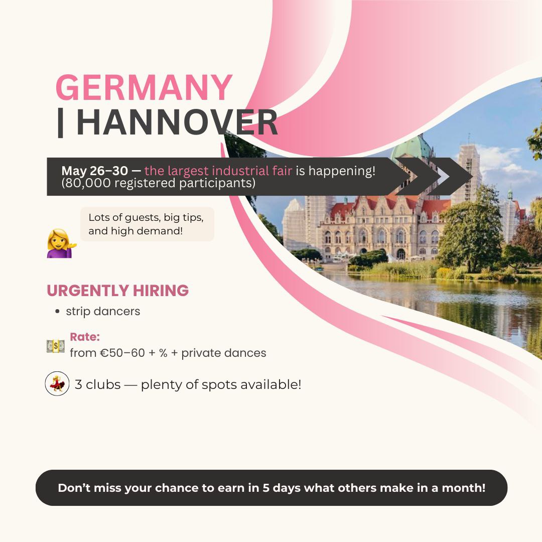GERMANY. HANNOVER. Only 5 days – income as in a month! GERMANY. HANNOVER. Only 5 days – income as in a month!